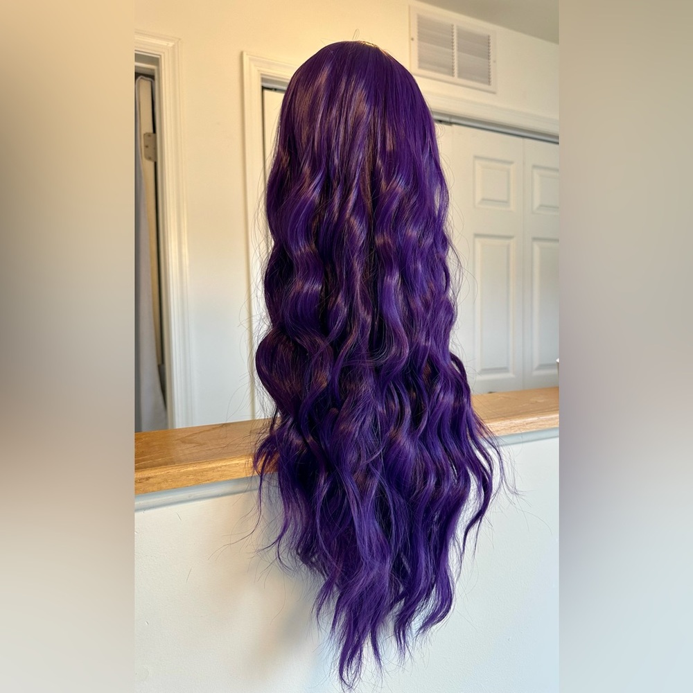 NWT Deep Purple 26 Inch Wavy Long Wig with Bangs